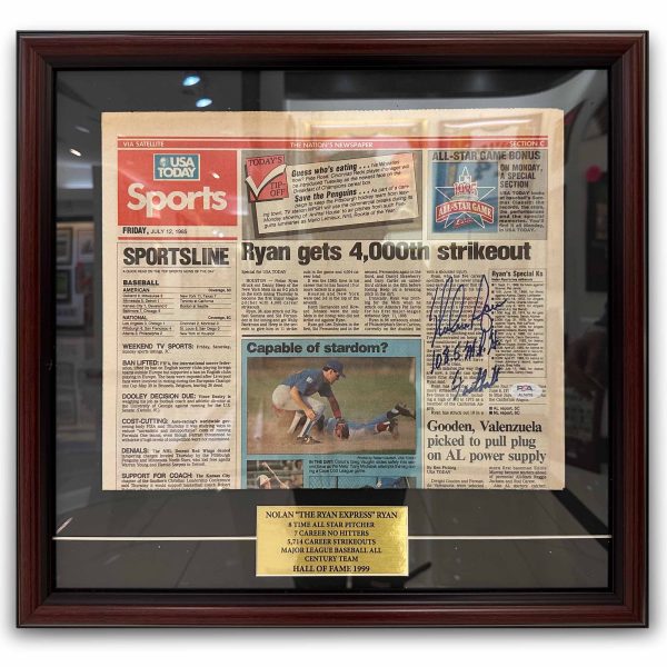 Nolan  The Ryan Express  Ryan USA Today Framed Discount